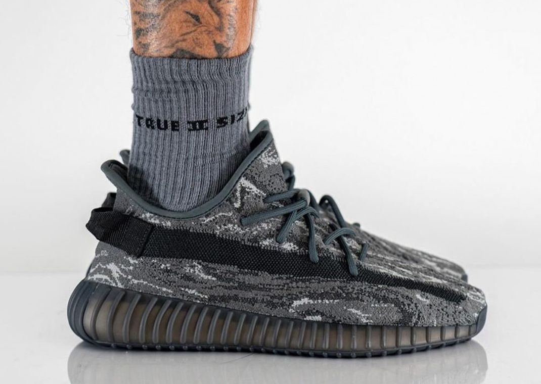 adidas made one new 350 V2 without Ye, and he called it fake. MX Dark Salt, on foot.
