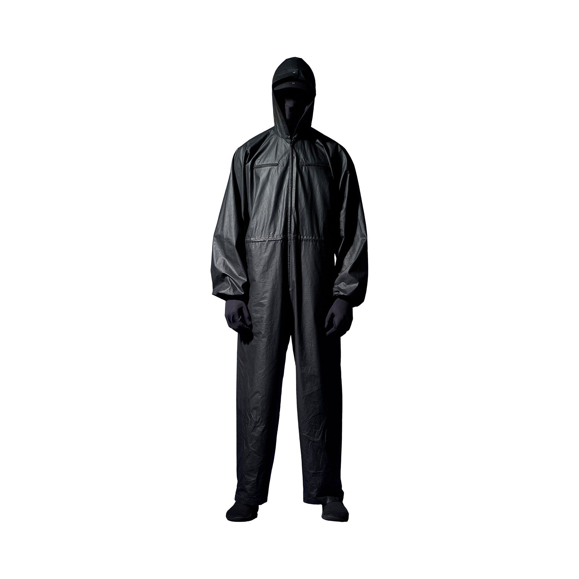 Ye walked out on Gap in September 2022. The Balenciaga drops kept coming.. Black, Coated Cotton Overalls on a man.