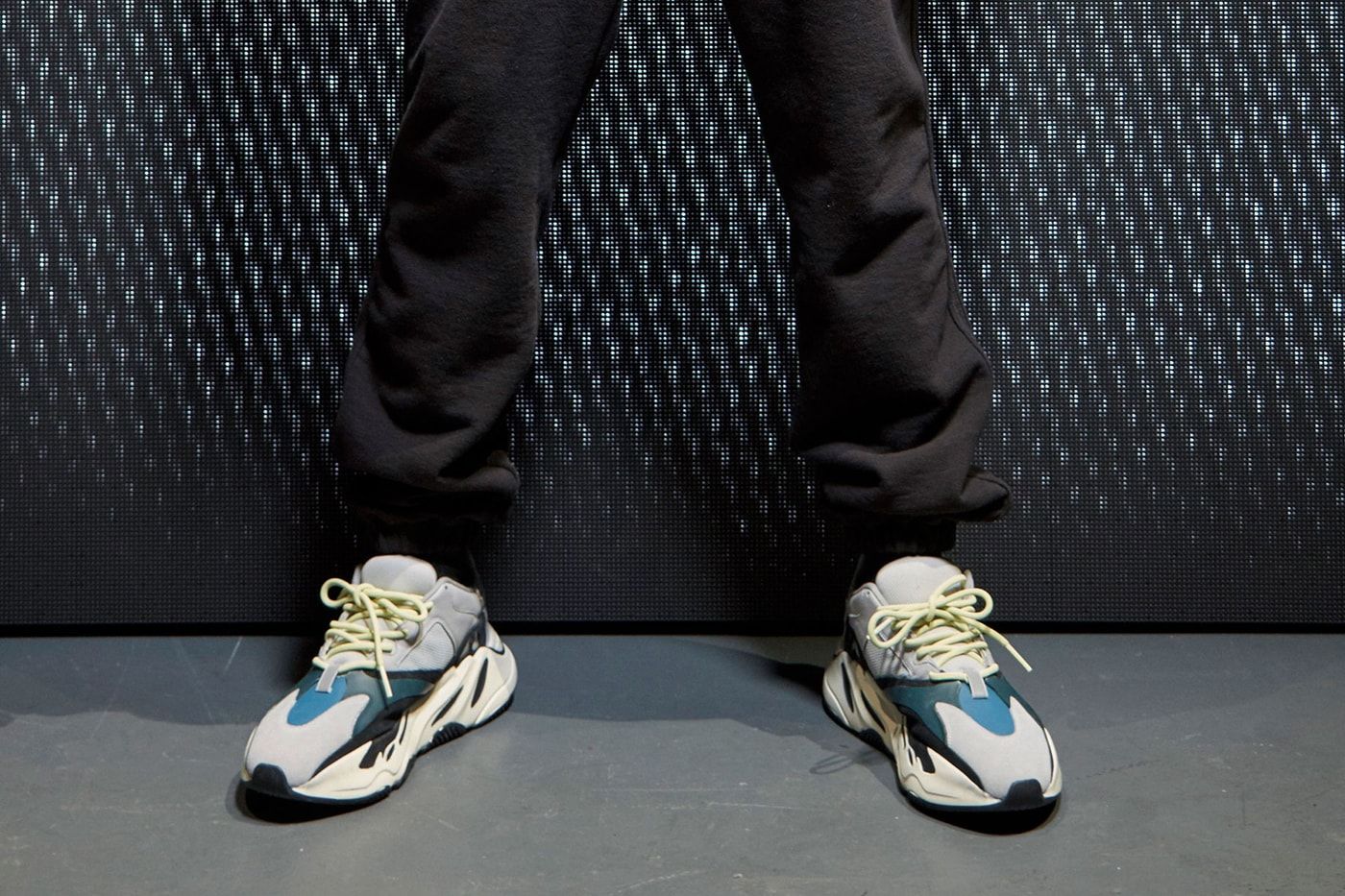Ye’s Calabasas runner had Complex doubting it was adidas. It was the Wave Runner. The 700 runner on a model at the Yeezy Season 5 presentation, New York, Feb 2017.