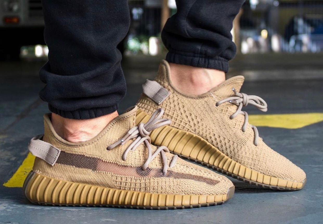 In 2020, the 350 V2 you got depended on where you lived. Earth on foot, black joggers, yellow road paint, pre-release, early 2020.